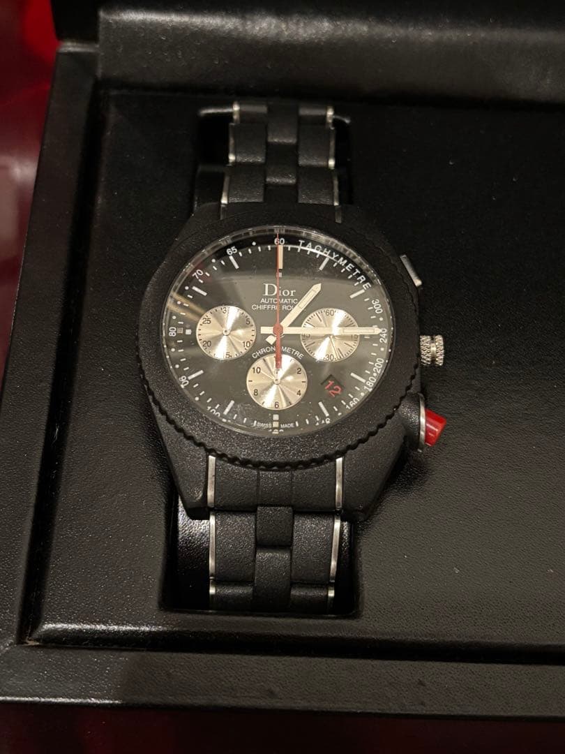 ディオールオム シフルルージュ クロノグラフ ブラック自動巻き 腕時計