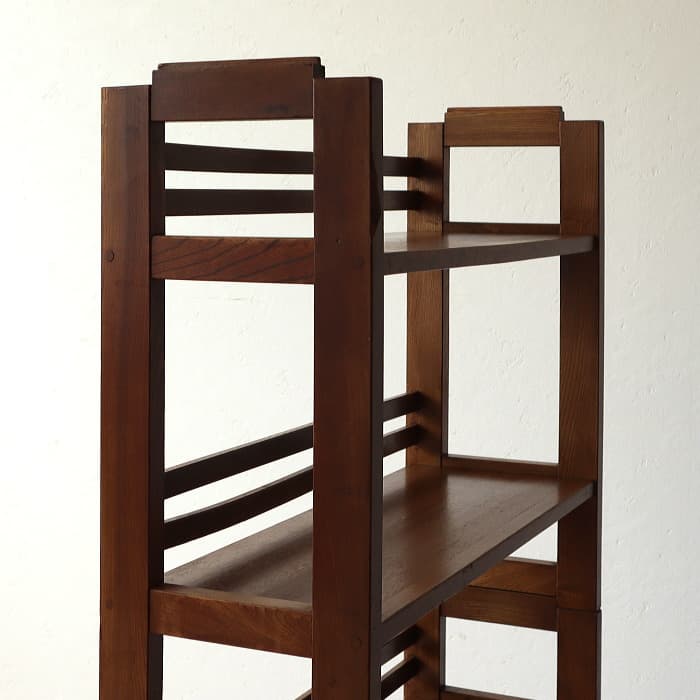 アンティーク 上下分割 本棚 書棚 無垢材 収納棚 古家具 ラック