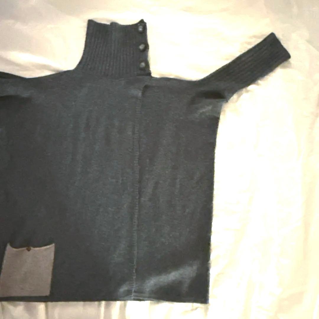 アニオナ Agnona ホワイトカシミヤ ダークグレー ニット ボタン付き