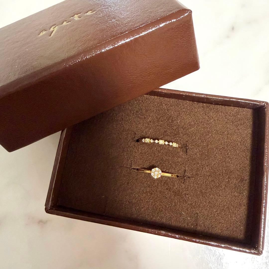 ❤️ちーちゃんママ❤️アガット ダイヤモンド リング指輪 2点 7号 K10