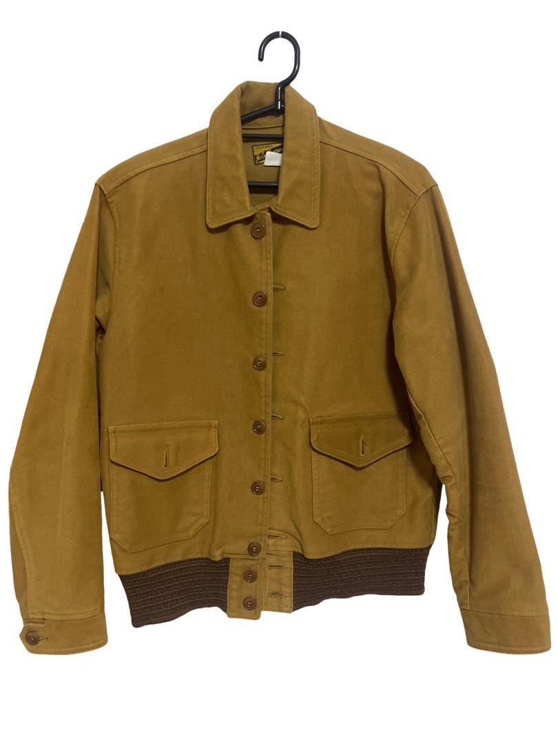 リアルマッコイズ ブラウンボタンジャケット リブ編み裾付き