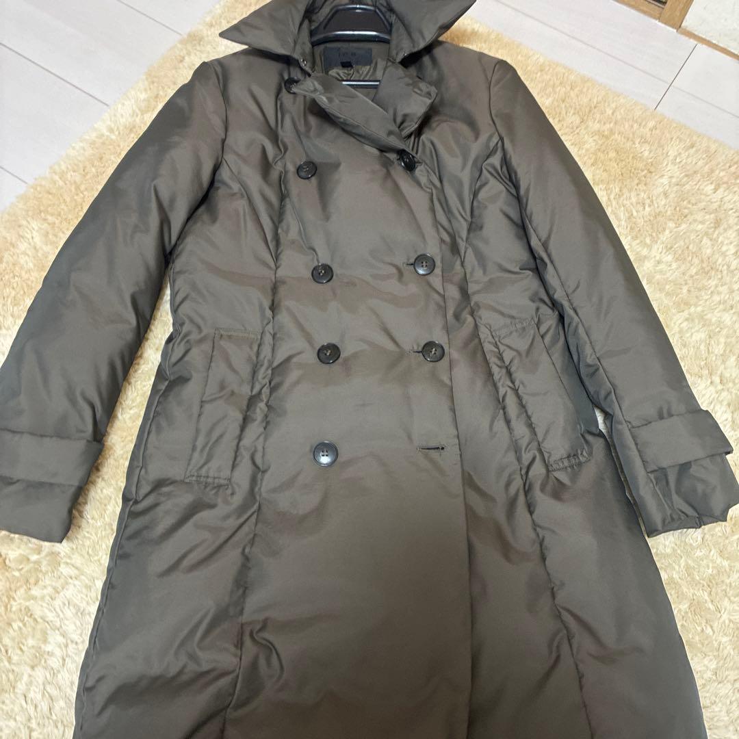 ICB オンワード樫山 ダウンコート ダブルブレスト カーキ AラインM-L