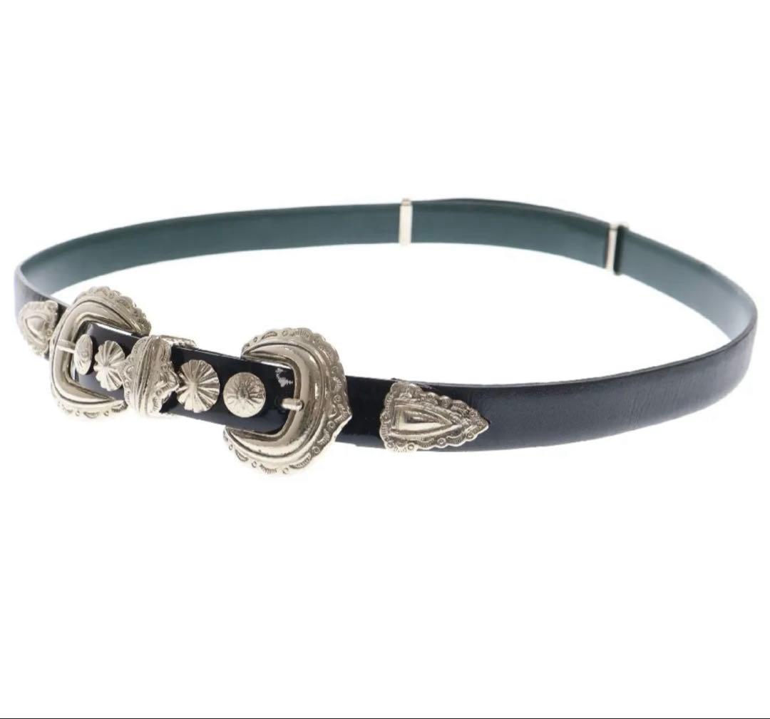 TOGA PULLA バックルベルト ブラック×グリーン