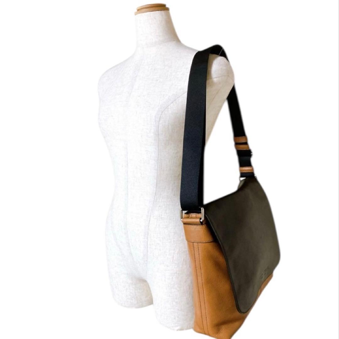 【まさデップさま専用】バイカラー フラップ レザー ショルダーメッセンジャー