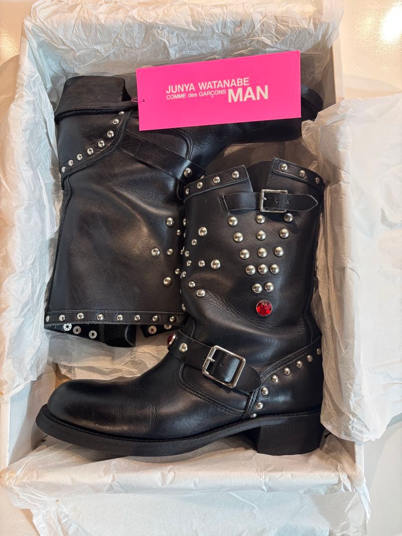 ［02aw］ジュンヤワタナベコムデギャルソンマンピンク　スタッズブーツ