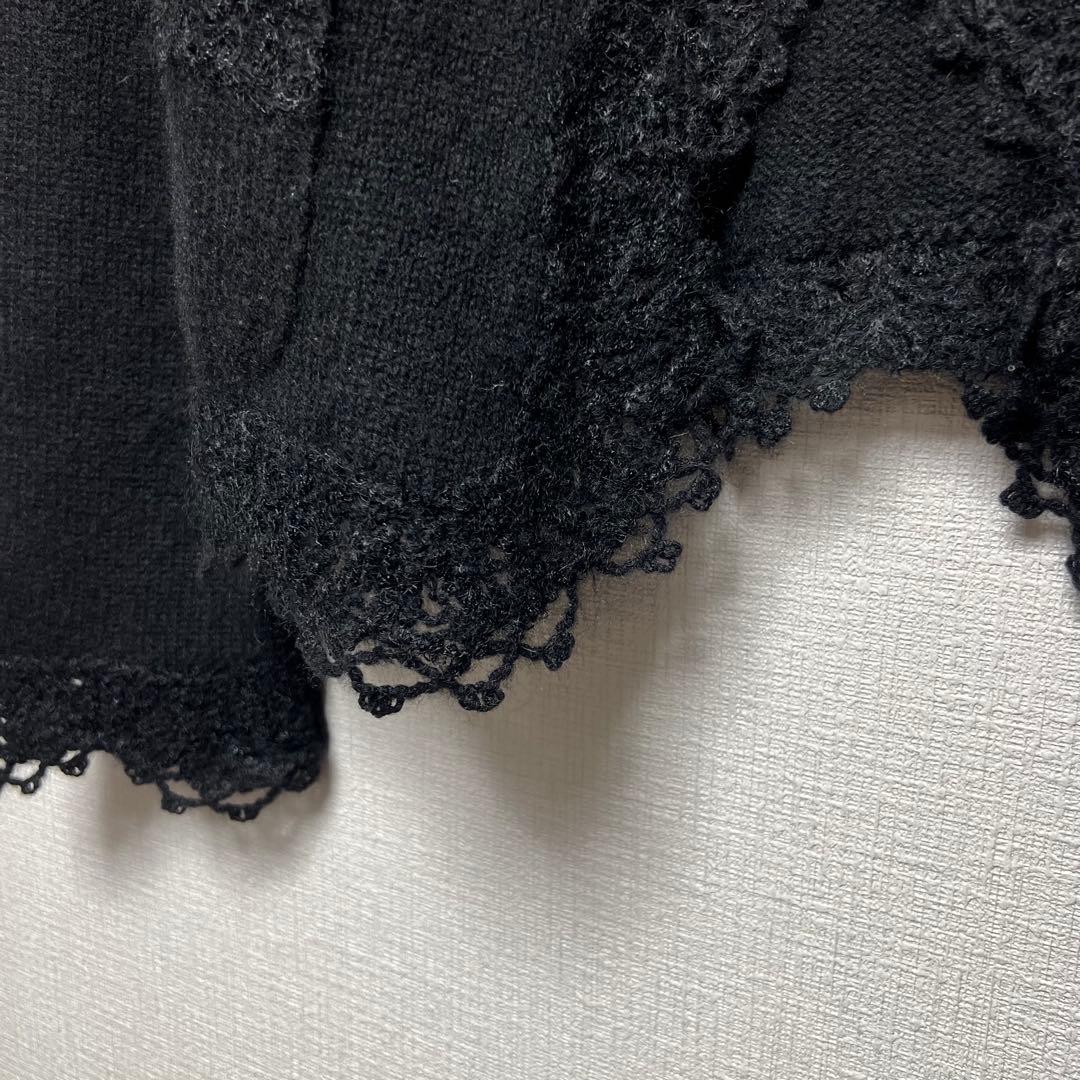 CHANEL シャネル レーストリミングカーディガン カシミヤモヘヤ 黒 06C