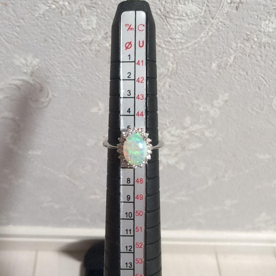 7*3様 Pt900 天然 オパール ダイヤモンド プラチナ　リング 6号
