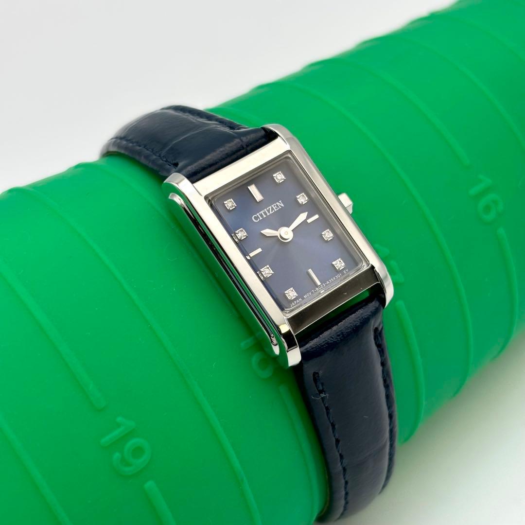 美品✨シチズン 8P ダイヤ レクタングルフェイス レディース 腕時計 ソーラー