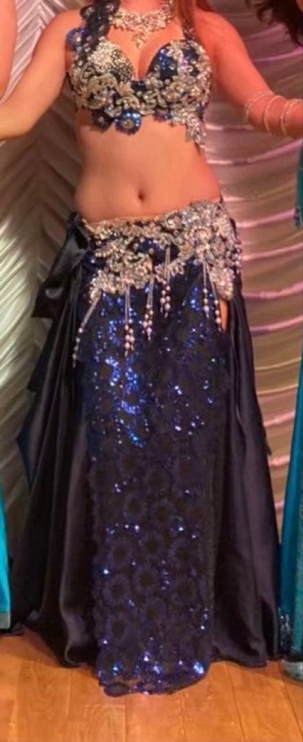 Hanan ベリーダンス　ブラスカートセット　紺色