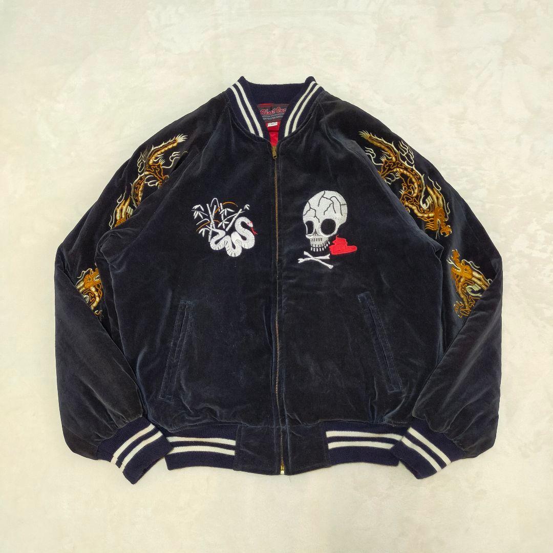 90S　別珍　SHOOT ONE　ドクロ刺繍　スカジャン　Мサイズ