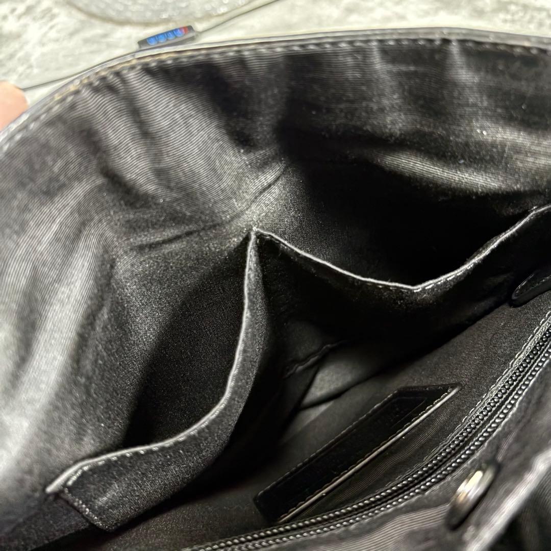 えびふらいCOACH チャールズ メッセンジャーバッグ シボ革黒 A4