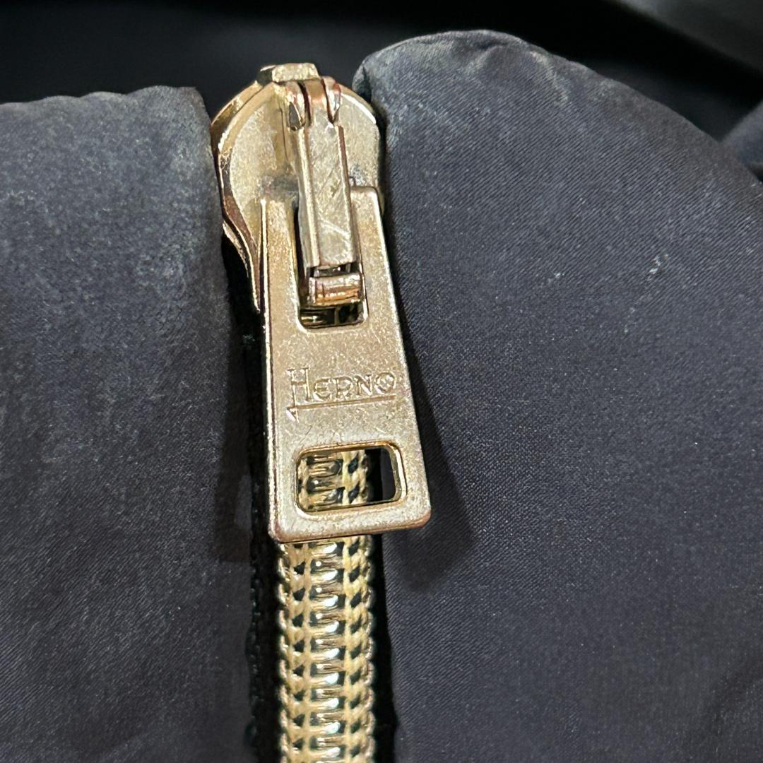 ヘルノ　HERNO　異素材切替え　ダウンコート　ウール　ロング丈　ブラック 黒