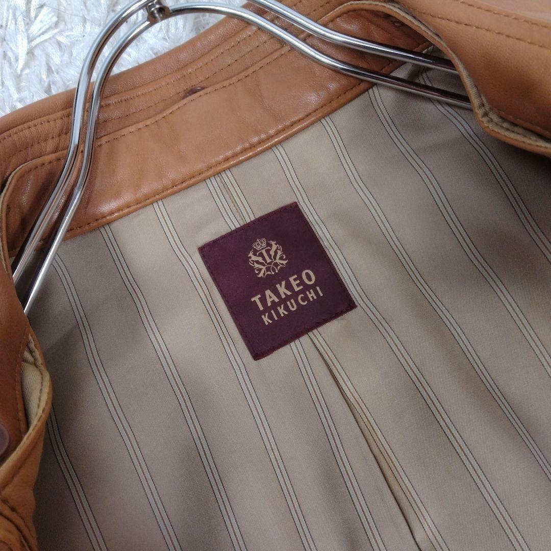 メンズ☆美品☆タケオキクチ　レザージャケット　羊革　本革　ラムレザーMライダース