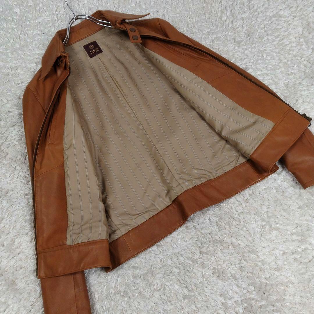 メンズ☆美品☆タケオキクチ　レザージャケット　羊革　本革　ラムレザーMライダース