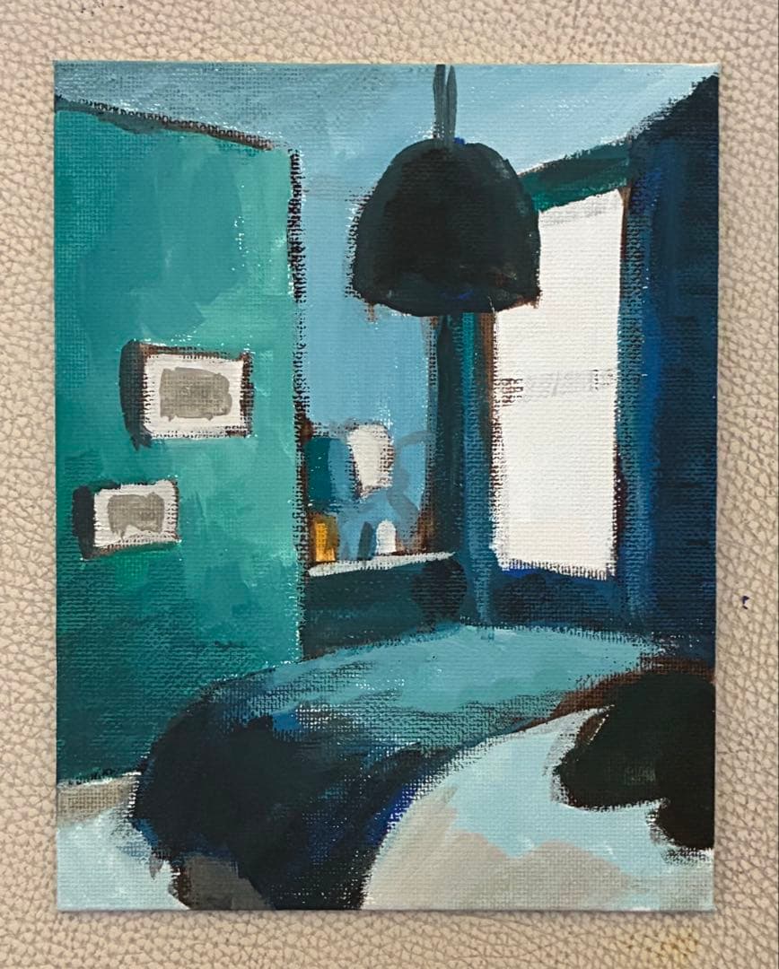 アクリル画　青い部屋　1086