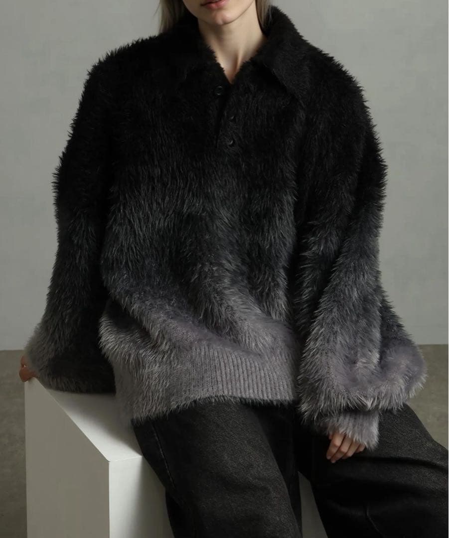 新品未使用 即完売 welise × ELLUV グラデシャギーニットポロシャツ