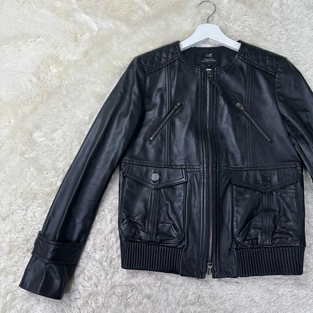 ✨極美品✨23区 ラムレザー ライダース ジャケット ブラック 40 L