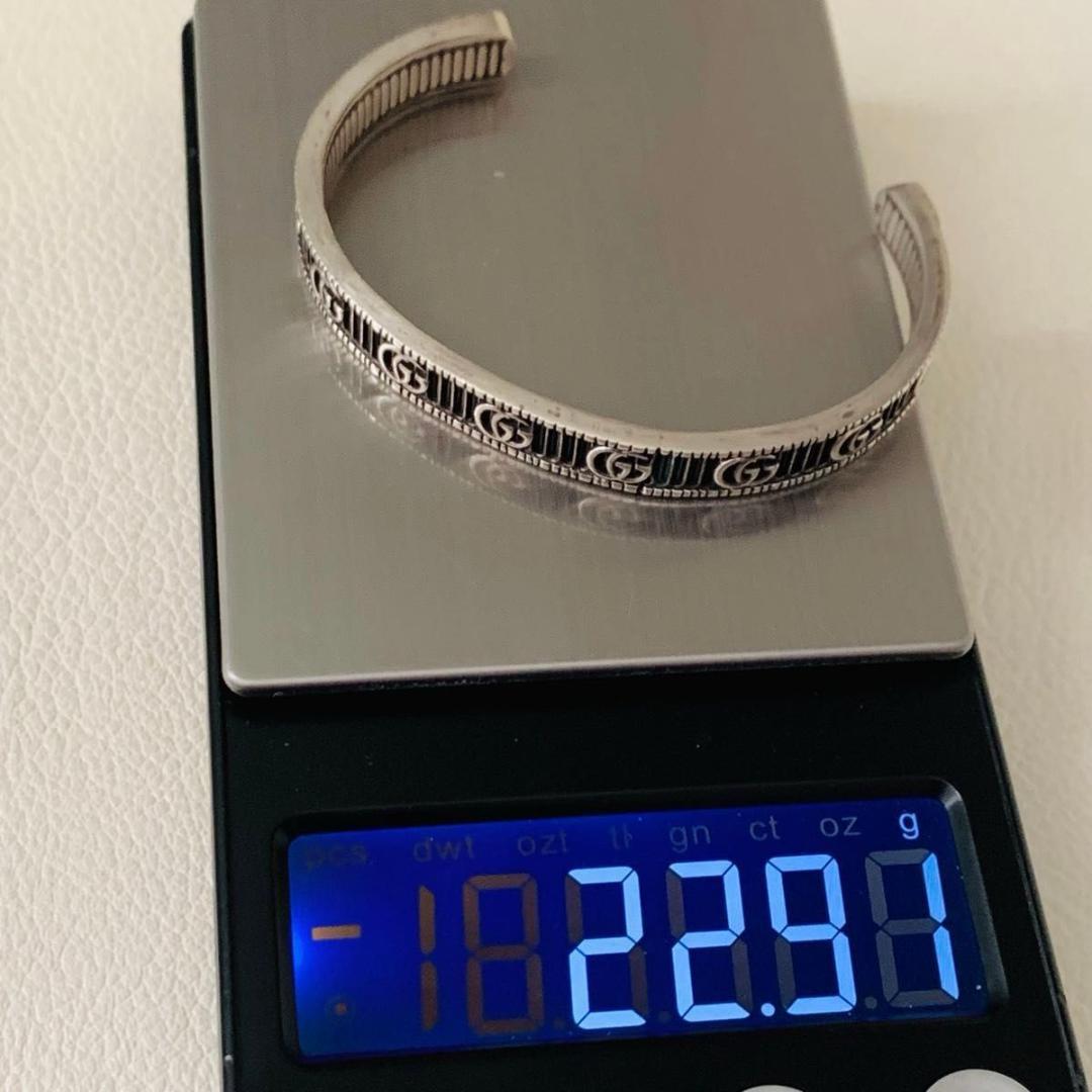 グッチ 925 マーモント バングル 16 ブレスレット 燻し gg ダブルG