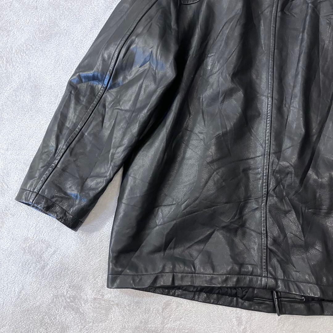 J.CREW 90s レザーカーコート　ボタンダウン　100%本革　ヴィンテージ