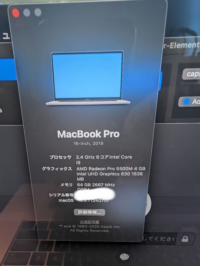 MacBook Pro 16インチ 64GB/2TB