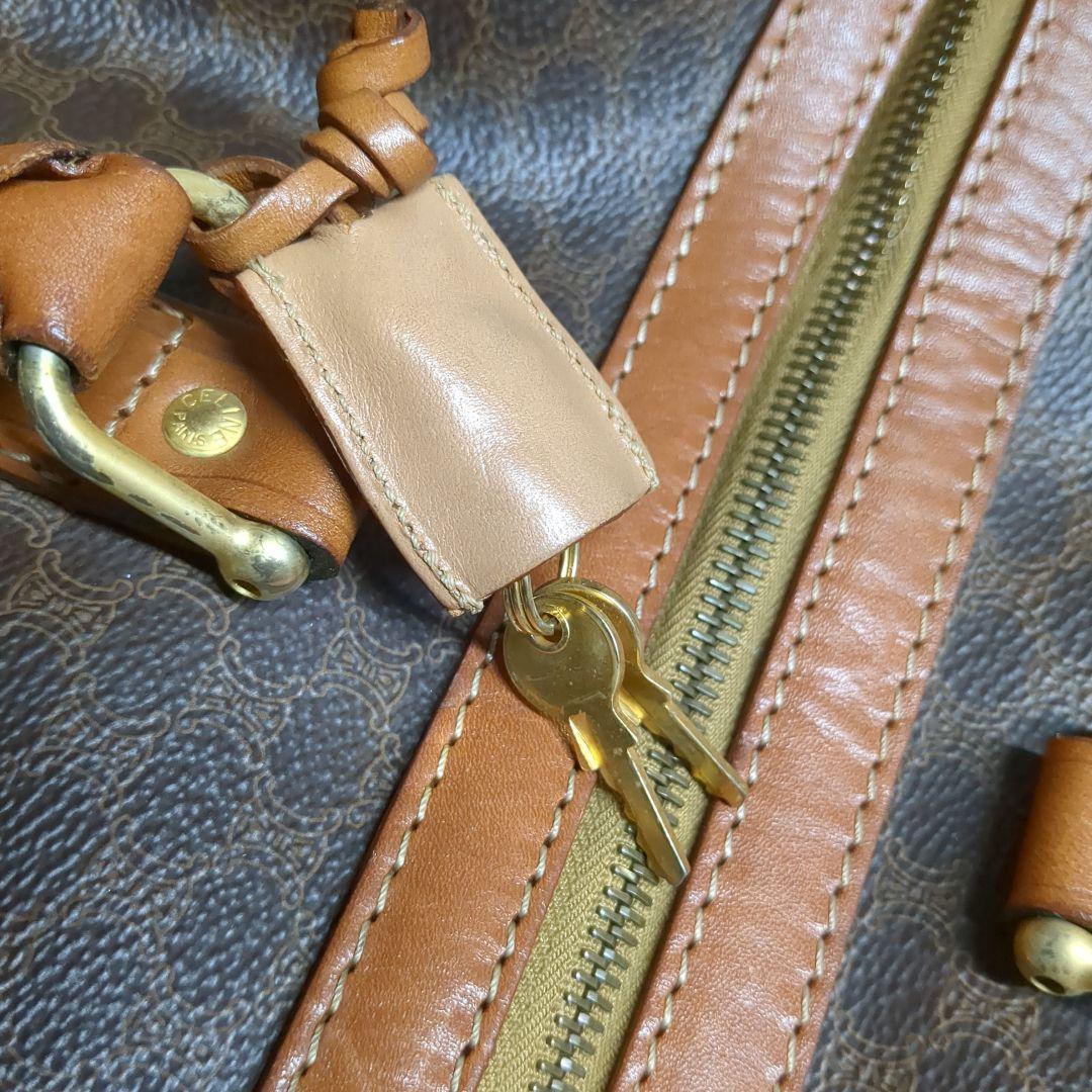 CELINE セリーヌ マカダム柄 ボストンバッグ M14 鍵付き