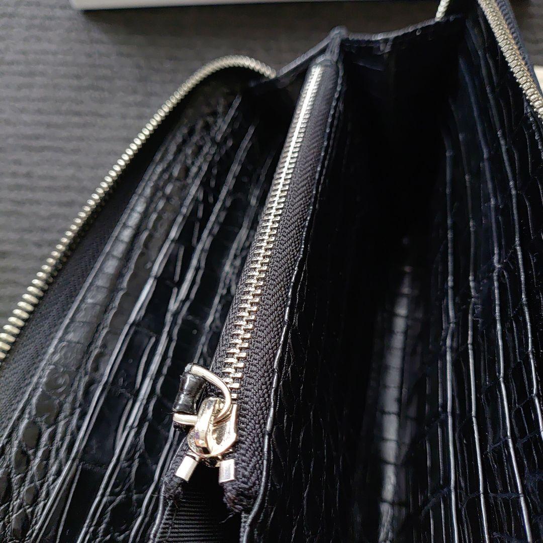 クロコダイル革　豪華使用　長財布　無双　ラウンドファスナー