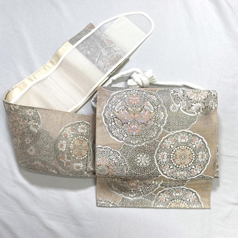 512mr64▲ワンタッチ作り帯 きものやまと 金糸 二重太鼓 袋帯▲美品