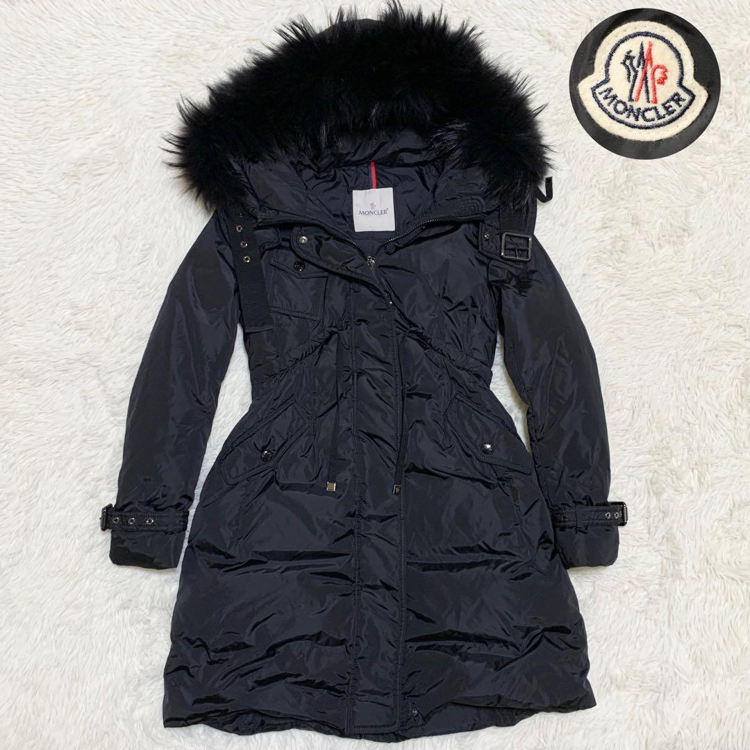 【極美品】モンクレール ダウン PHALANGERE タヌキファー ブラック 0