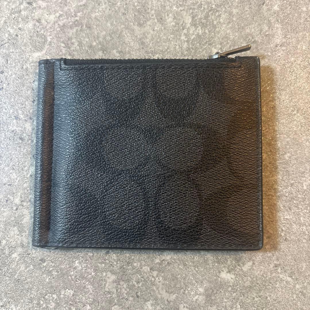 【COACH】メンズ 二つ折り財布 マネークリップ 小銭入れ付