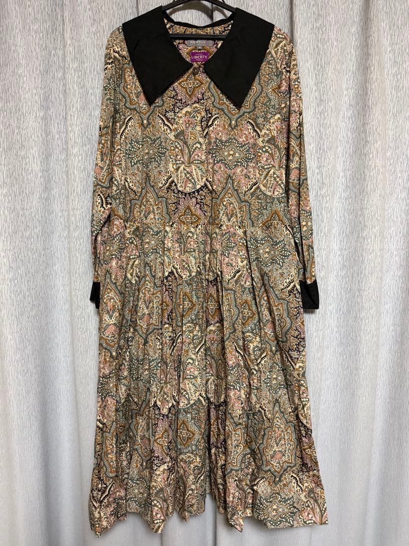 マーガレットハウエル　リバティペイズリー柄 長袖ワンピース Mサイズ