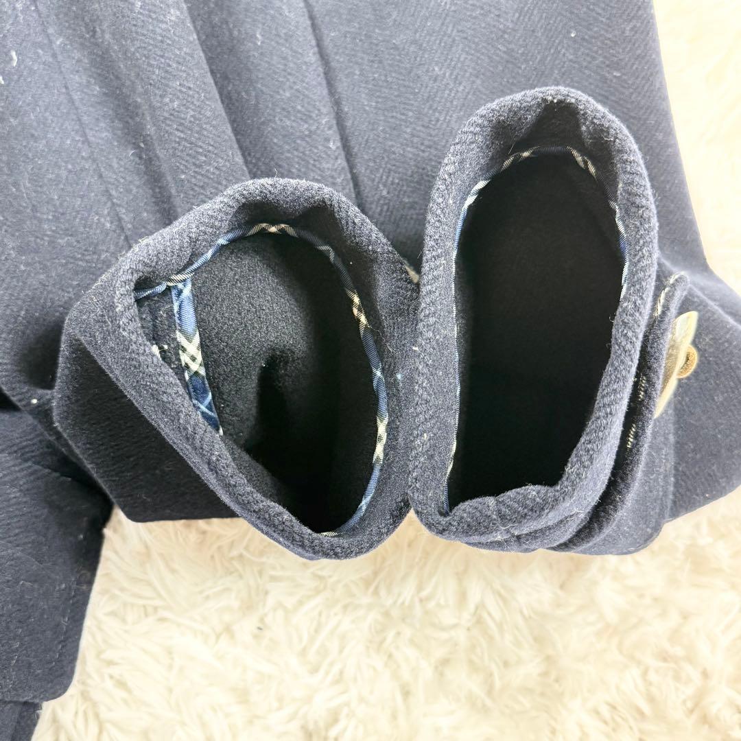 【希少・美品】　バーバリー　ダッフルコート　ネイビー　ノバチェック　牛革トグル