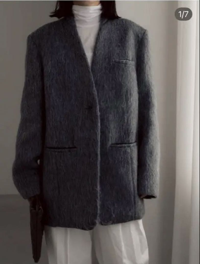 digne.offical シャギージャケット グレー