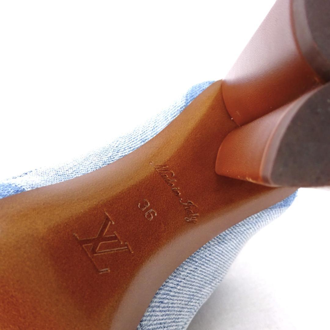 本物 良品■ルイヴィトン■ウェッジソール デニム サンダル ミュール モノグラム