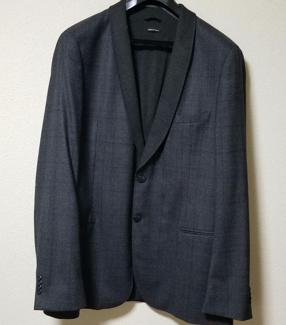 ジョルジオアルマーニ　メンズジャケット　ショールカラー　グレーチェック柄　60
