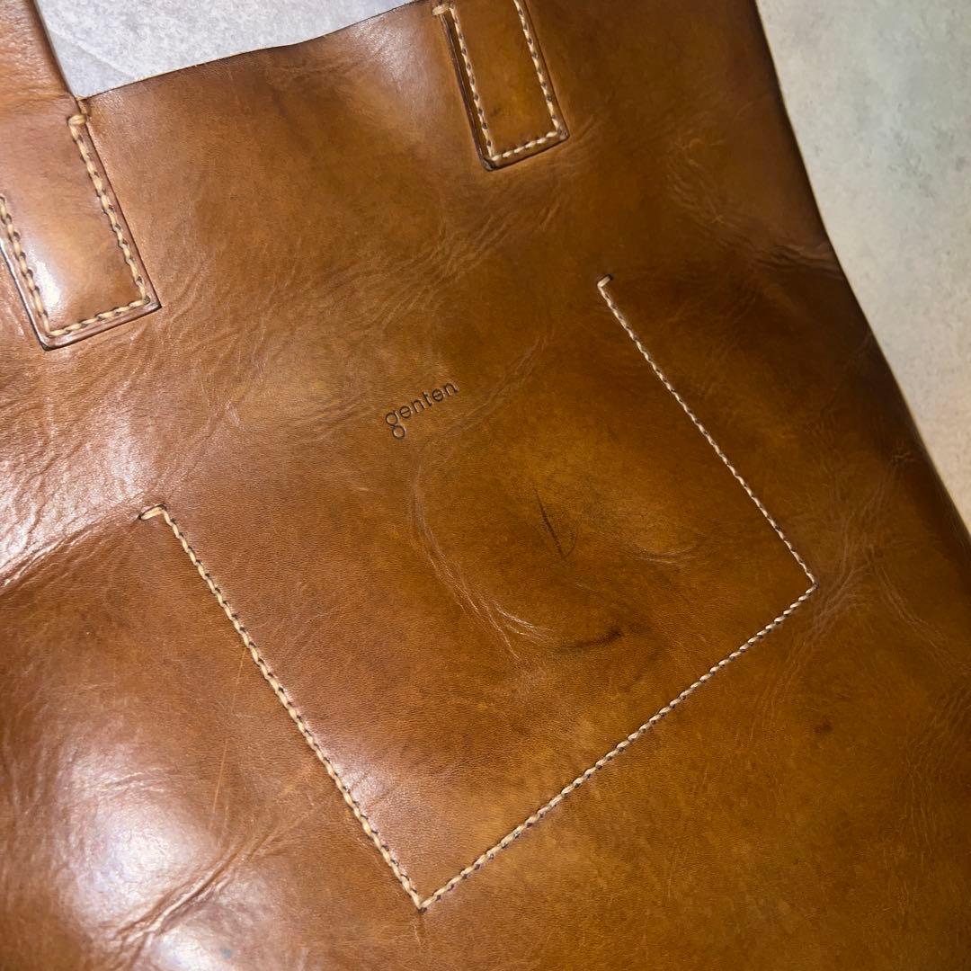 A3 本革トート genten 縦型 アマーノ カーキ男女兼用