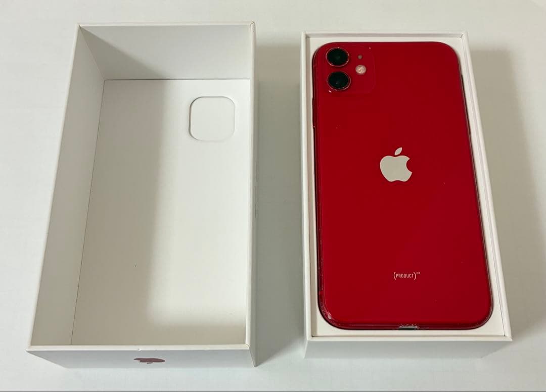 【画面修理歴有】【68％】【箱付き】iPhone11 レッド 128GB