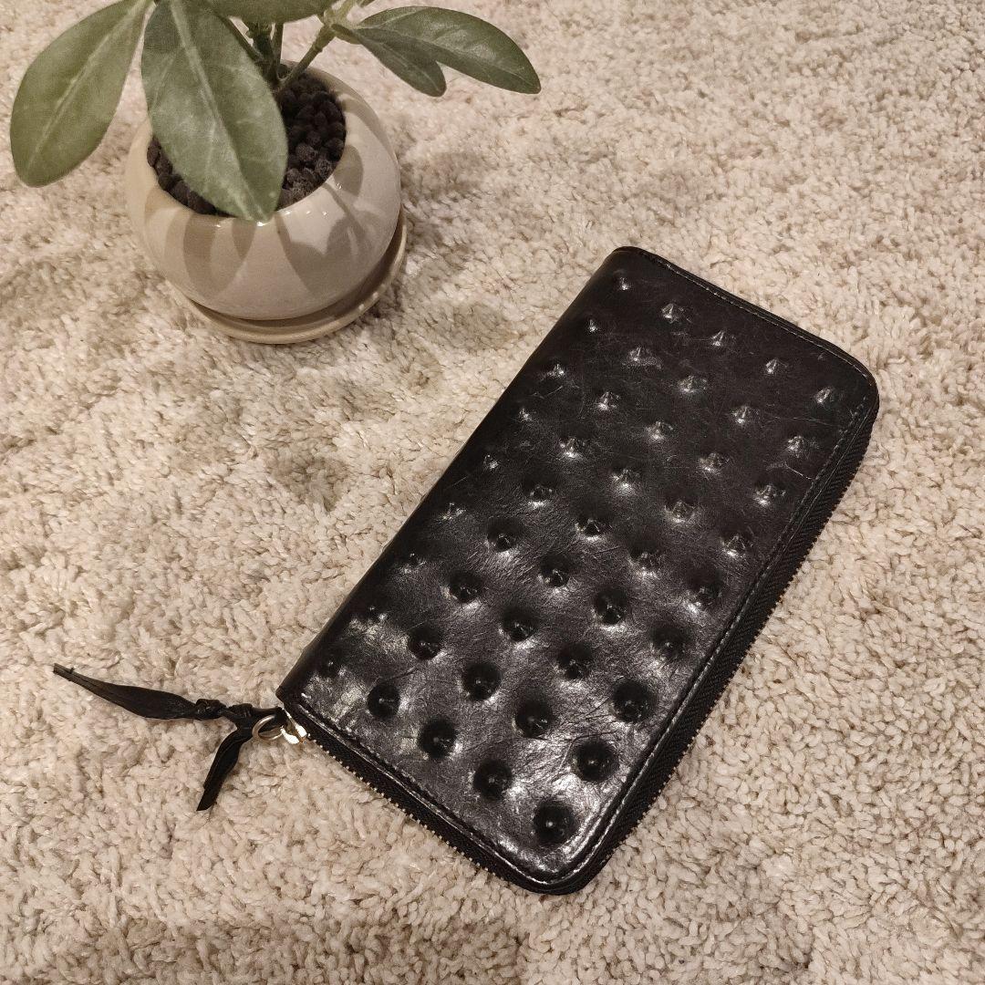[美品]ミハラヤスヒロ MIHARA YASUHIROスタッズ付き黒レザー長財布