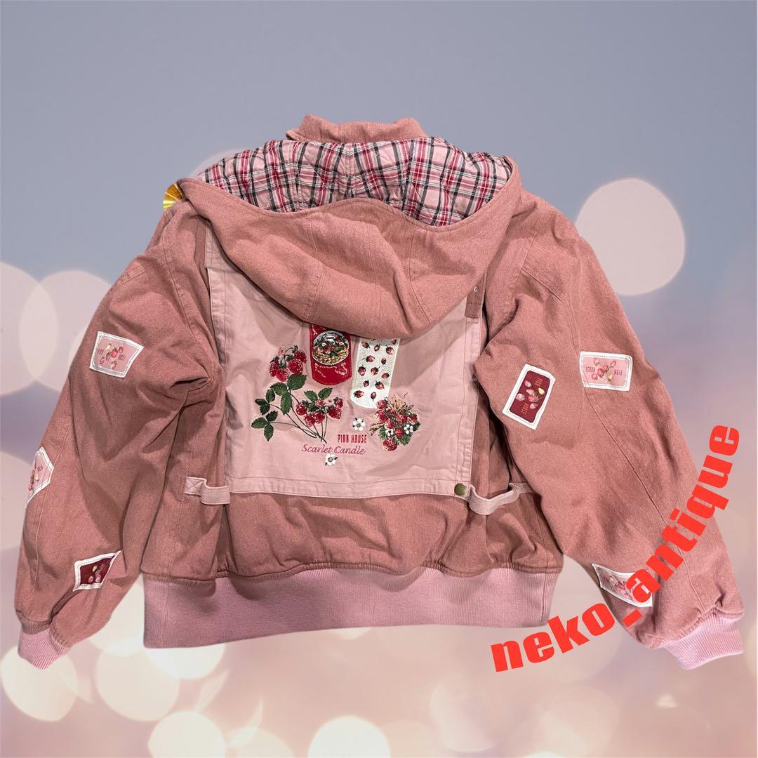 ゆ*♡様 ピンクハウス PINKHOUSE イチゴ刺繍 ワッペンデニム中綿コート