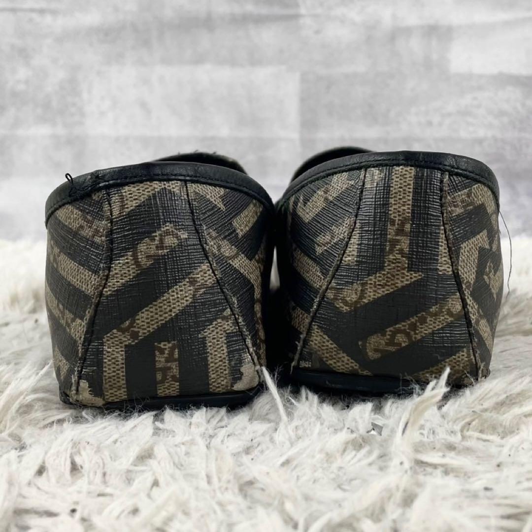 美品 グッチ PVC ローファー カレイド GG柄 ロゴ型押し ブラウン