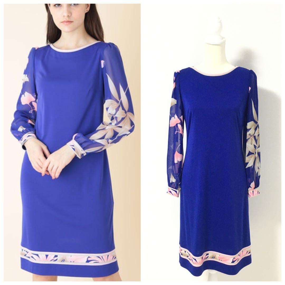 近年美品　LEONARD レオナール　カンカン　ストレッチ　ワンピース