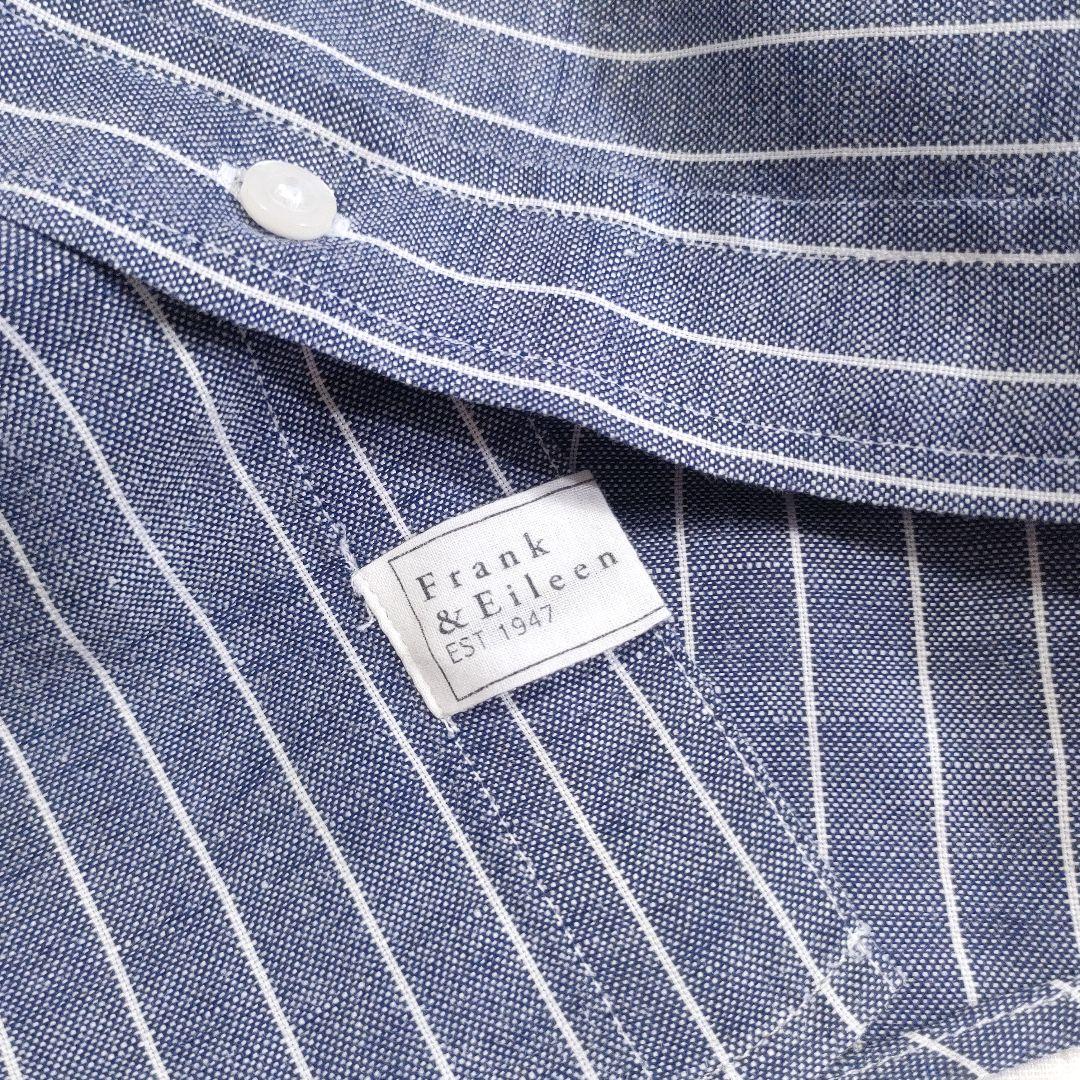 未使用品✨フランク＆アイリーン　LUKE　リネン＆コットン　ストライプ　ブルー系