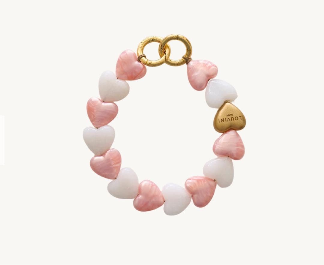LOUVINIハンドストラップ　PETIT CUORE　PINK-WHITE