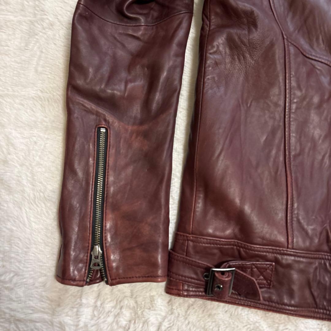 JACKROSE ライダース ジャケット シングル レザー L ボルドー ワイン