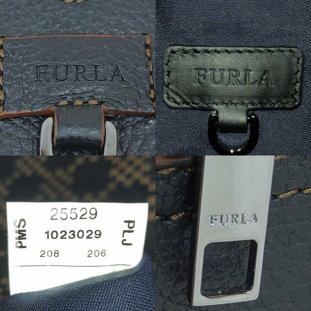 【極美品】フルラ メッセンジャーバッグ 2way レザー×PVC 総柄 黒