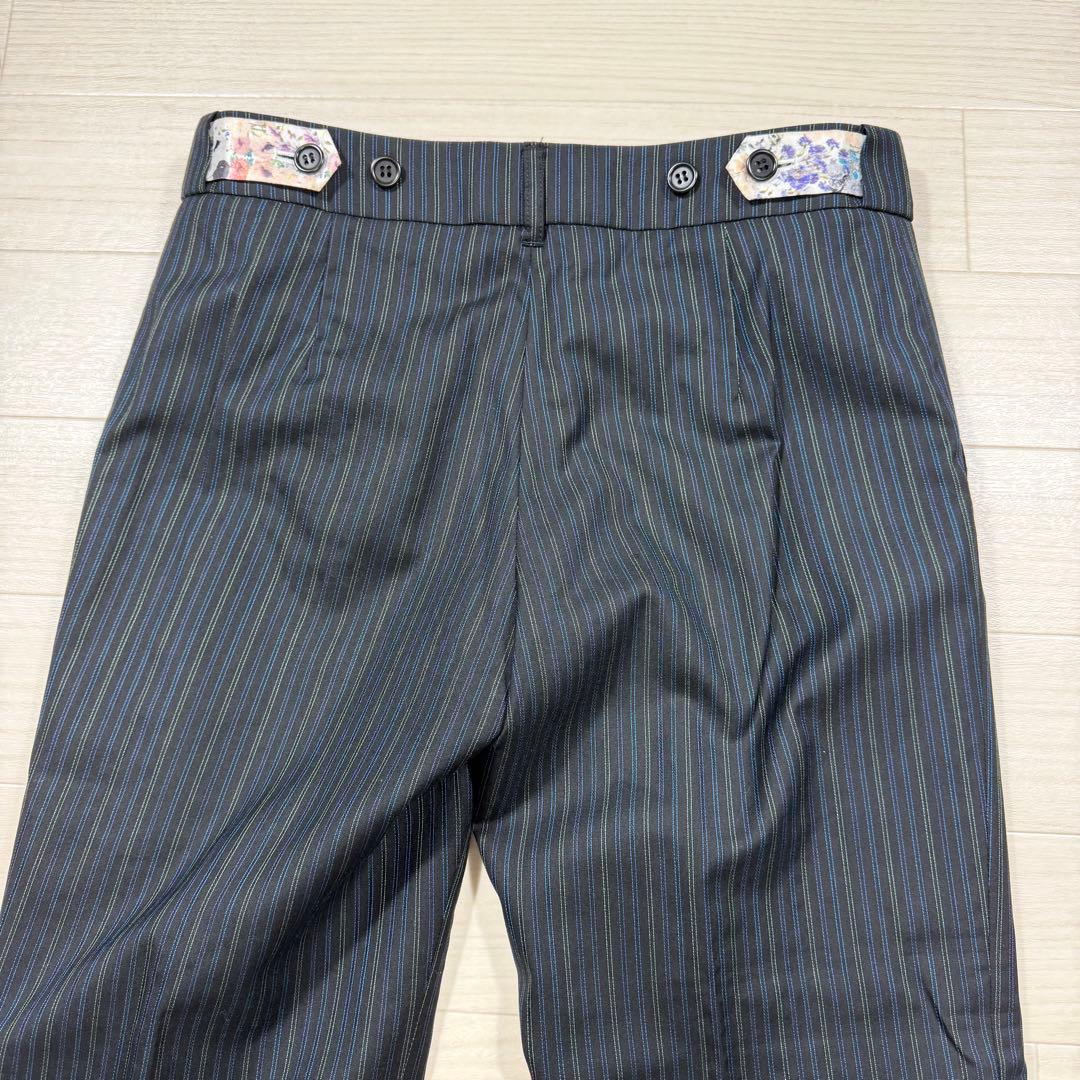 極美品 ポールスミスブラック 花柄 マルチストライプ パンツスーツ L