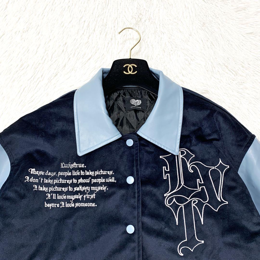 【美品★韓国】 LUV IS TRUE バーシティジャケット ネイビー