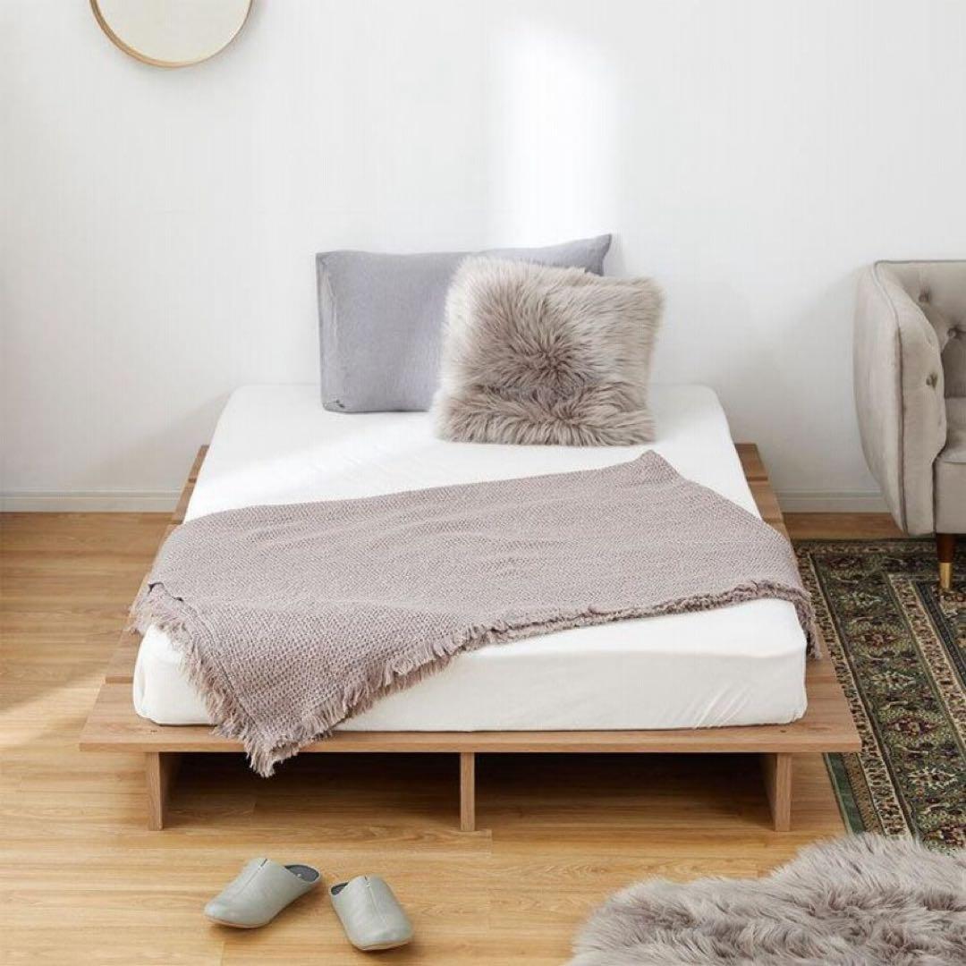 【茅ヶ崎市受渡】 LOWYA セミダブル ベッドフレーム　シャビーナチュラル