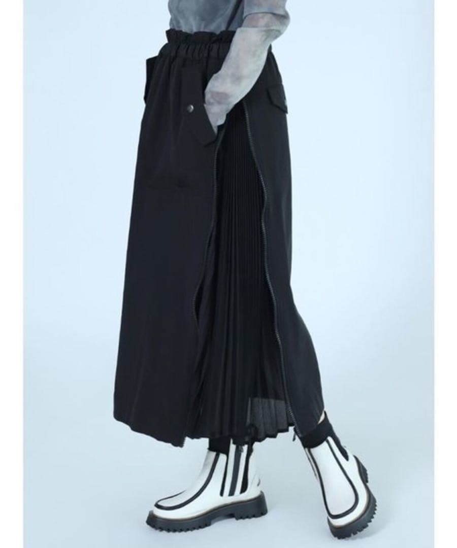 LASUD ラシュッド　ジップインプリーツスカート　ブラック　ヤマダヤ