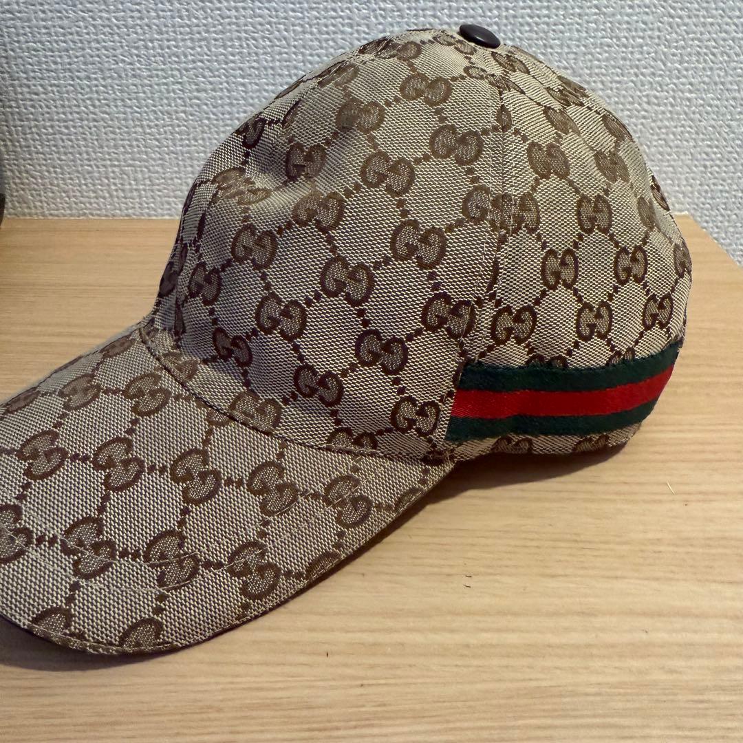 【 クール・M 】GUCCI GGパターン ベージュキャップ L 59cm