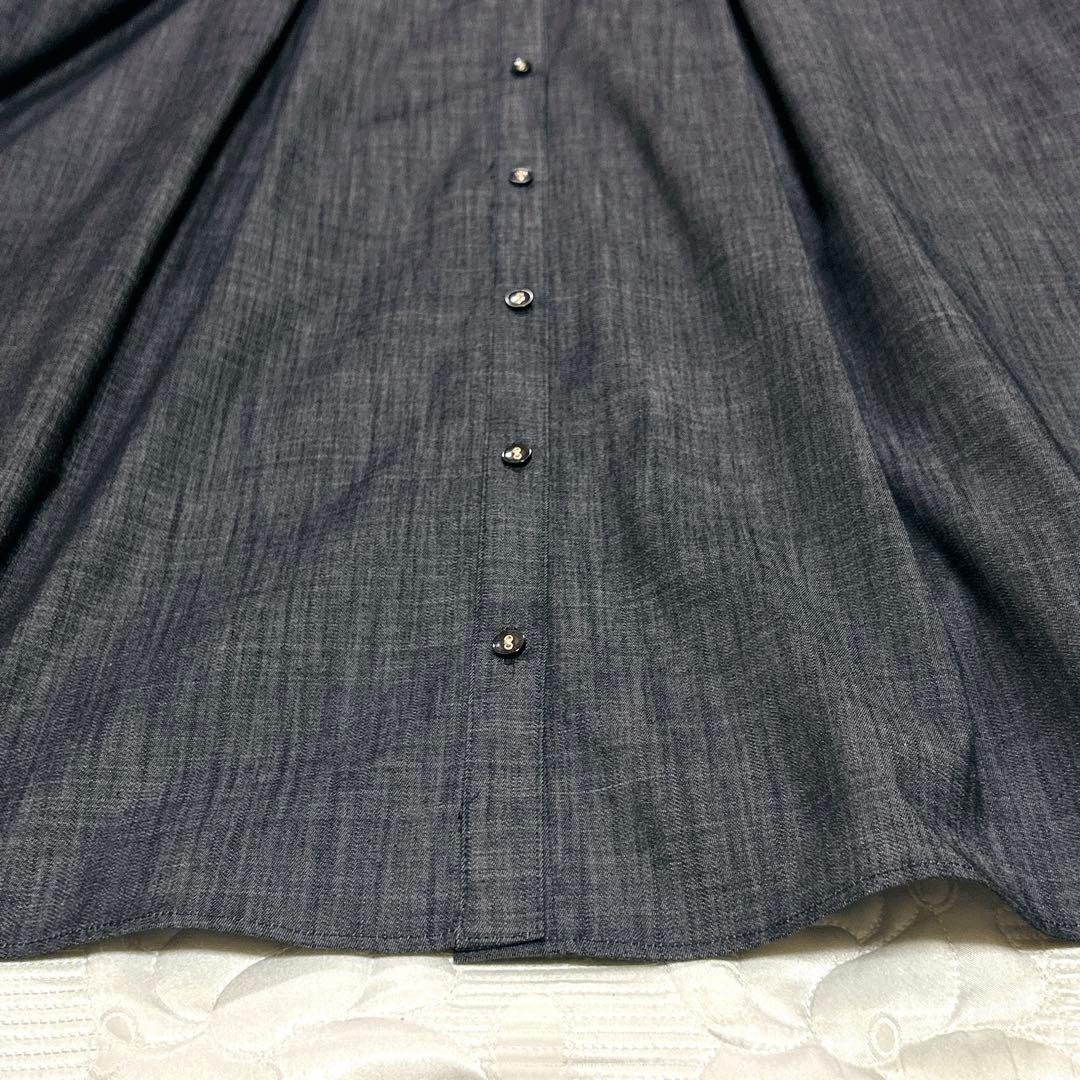 極美品❤︎ブルーレーベル シャンブレー Aライン ワンピース ボウタイ ストレッチ